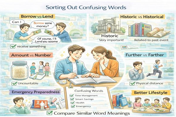 헷갈리는 표현 정리를 통해 비슷한 단어 의미를 비교하는 일상 상황