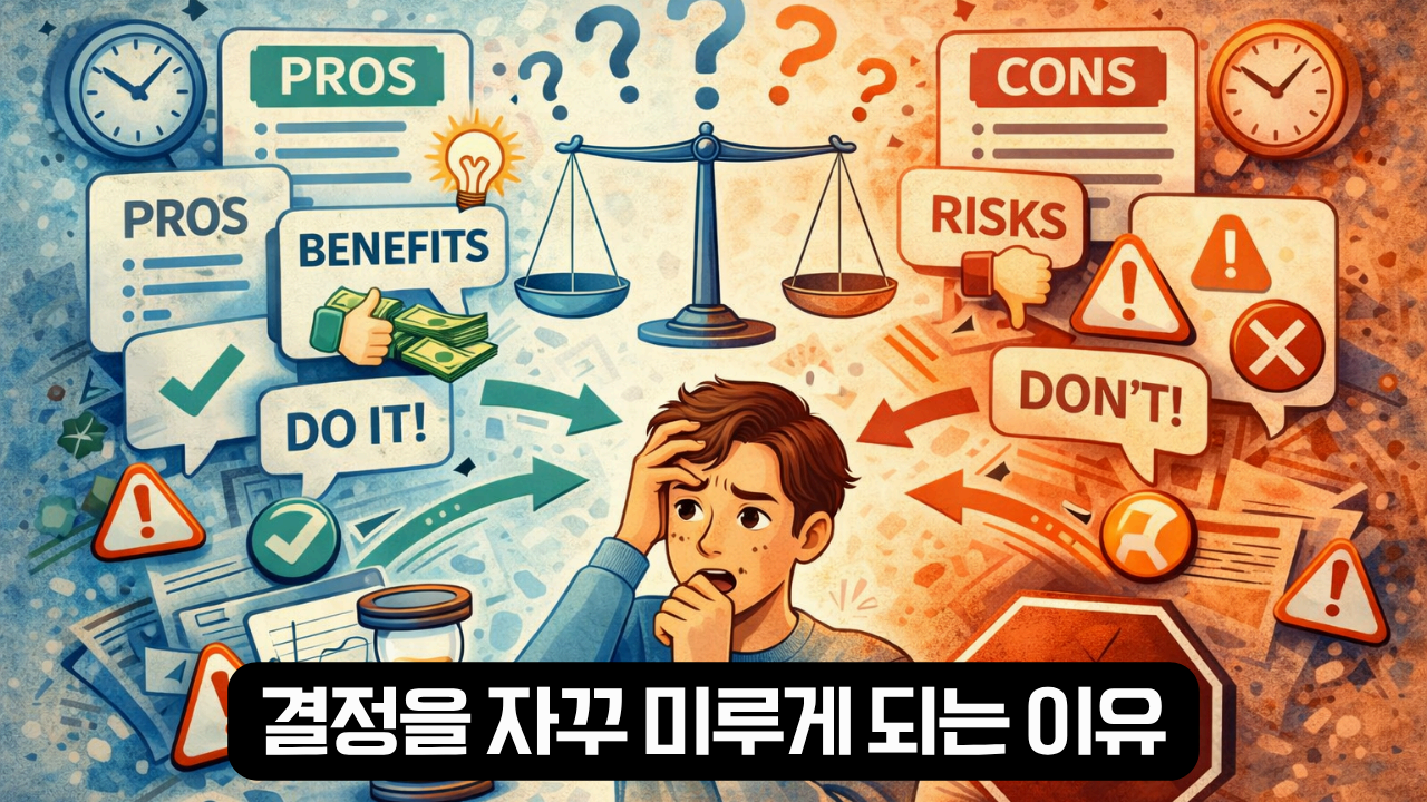 결정을 자꾸 미루게 되는 이유를 설명한 이미지