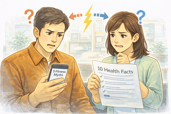 틀린 생활 상식 때문에 서로 다른 정보를 보고 혼란스러워하는 일상 상황